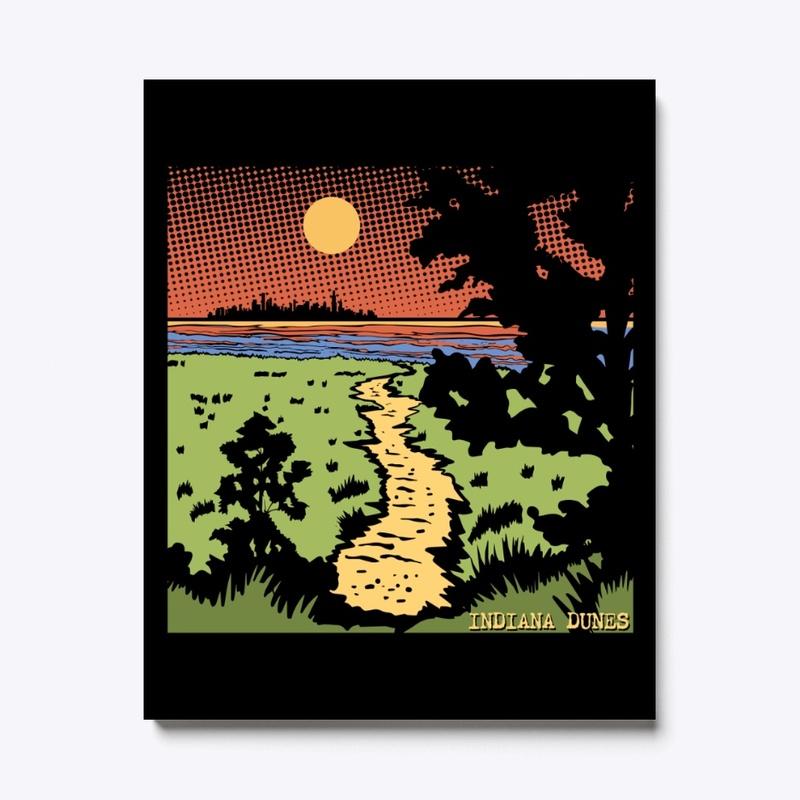 Sunset Path Indiana Dunes Poster