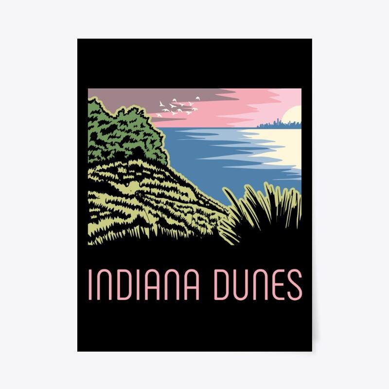 Pink Sunset Indiana Dunes Poster