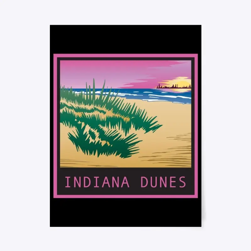 Marram Sunset Indiana Dunes Poster