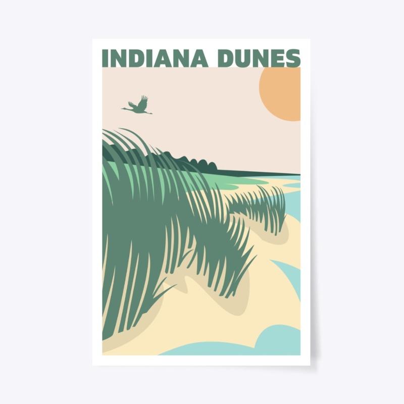 Grass Sunset Indiana Dunes Poster